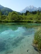 panorama of a clean mountain lake in Slovenia