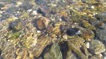 Transparent water on the stones