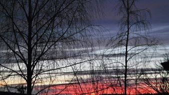 red sunset evening sky romantic landscape