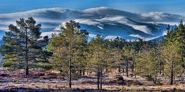 Landscape of beautiful Alpine mountains in winter