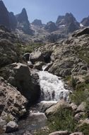 landscape waterfall mountains steep