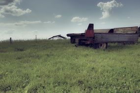 trailer on the agricultural field