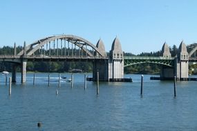 distant view of arched bridge on a sunny day