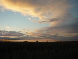 rural field under clouds at dusk in Badajoz