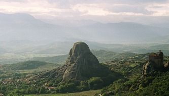 Beautiful wild mountain with plants on the landscape in Greece