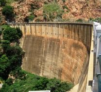 panoramic view of a high concrete wall as a reinforcement