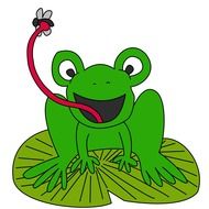 frog with insect on the language is cartoon character