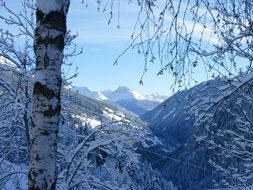 Snow on the mountains in Austria