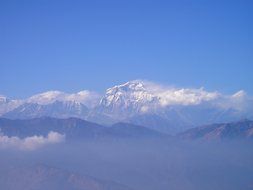 fog over the Himalayas in Nepal