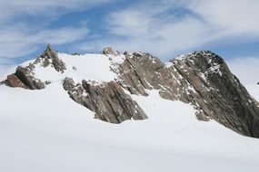 mountain peak in the snow