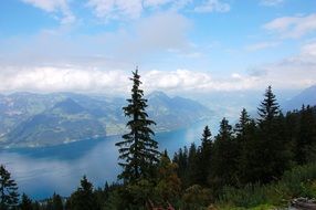 a top view of the picturesque landscape in Switzerland