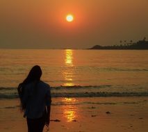 girl on sunset background