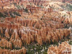 top view of beautiful sandstone in Bryce Canyon in Utah, USA