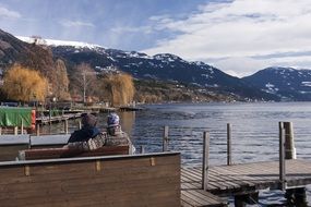 landscape of Pier on a lake in Austria