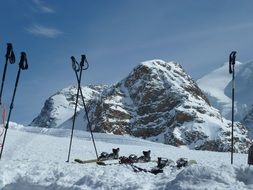 skiing break in beautiful winter mountains