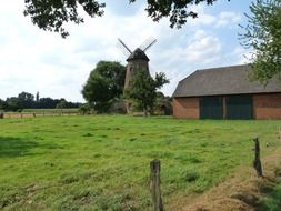 Historically windmill at barn, germany, niederrhein