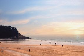 sunset glow above calm sea, korea, daecheon