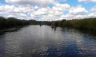canoeing river landscape paddle
