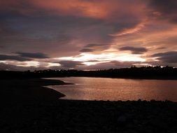 sea gulf at dusk, landscape