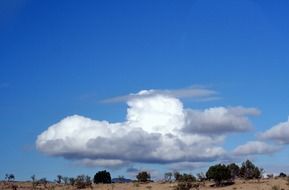 landscape of fluffy cumulus clouds in blue sky