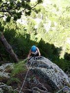 Escalation on the rock in the forest