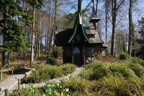 chapel in green garden