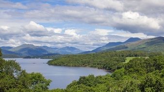 beautiful nature along lake Lomond in Scotland