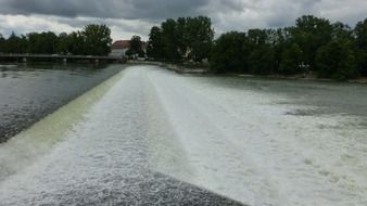 weir on lech river, germany, landsberg