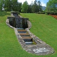 fountain cascade on the lawn