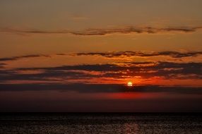 red cloudy sunset over the ocean