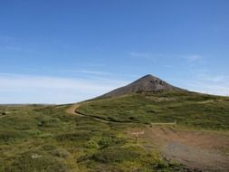 iceland mountain landscape with blue sky