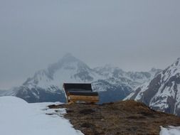 bench in the mountain in lech am arlberg