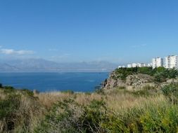Beautiful coast with plants in Antalya, Turkey