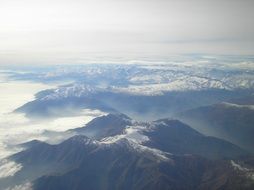 Aerial view of volcanoes, villarica