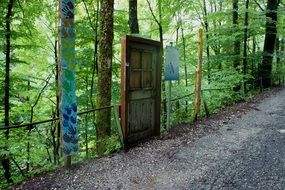 door forest trees nature landscape