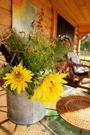 Flowers in a garden on Farm in the summer