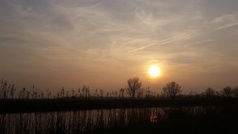 evening sunset over the lake