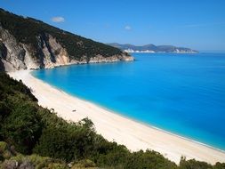 panoramic view of the picturesque beach on the island of Kefalonia