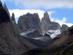 cliff in Torres del Paine, Chile