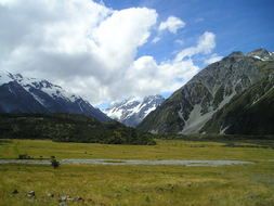 Panorama of the Southern Alps in New Zealand