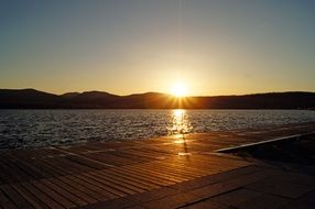 Sunset over lake in Germany, olbersdorf