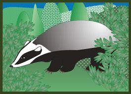 Badger on meadow clipart
