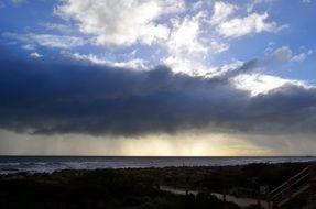 big rain cloud over the ocean
