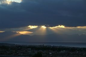 panoramic view of the glow of sunset over sicily