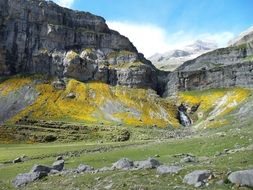 path on green grass in mountain valley