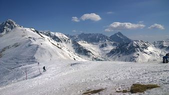 people in the snowy mountains