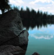 lake water rock mountain