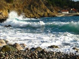 ocean wave in pebble bay