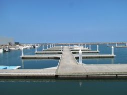 piers for boats on calm water, mexico, veracruz