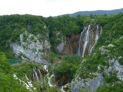 beautiful panorama of natural waterfalls in Croatia